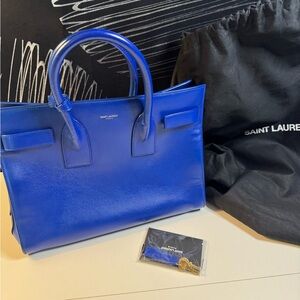 Saint Laurent Sac de jour Vibrant Blue Satchel
